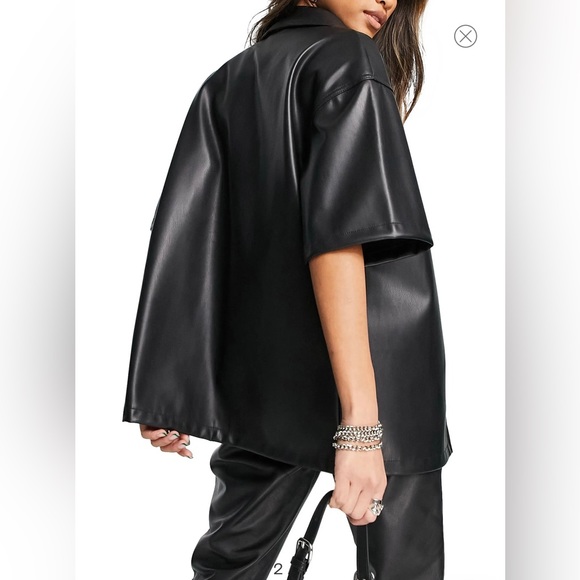 Topshop Faux leather Shirt - Picture 4 of 6
